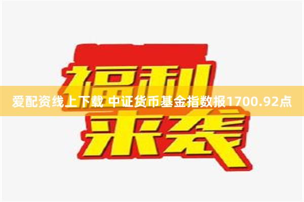 爱配资线上下载 中证货币基金指数报1700.92点