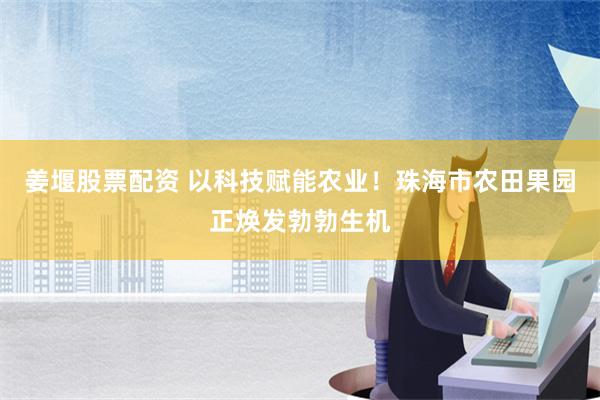 姜堰股票配资 以科技赋能农业！珠海市农田果园正焕发勃勃生机