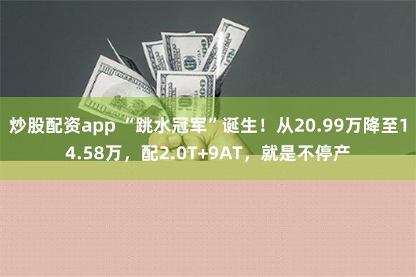 炒股配资app “跳水冠军”诞生！从20.99万降至14.58万，配2.0T+9AT，就是不停产