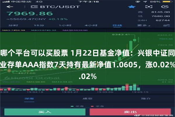 哪个平台可以买股票 1月22日基金净值：兴银中证同业存单AAA指数7天持有最新净值1.0605，涨0.02%