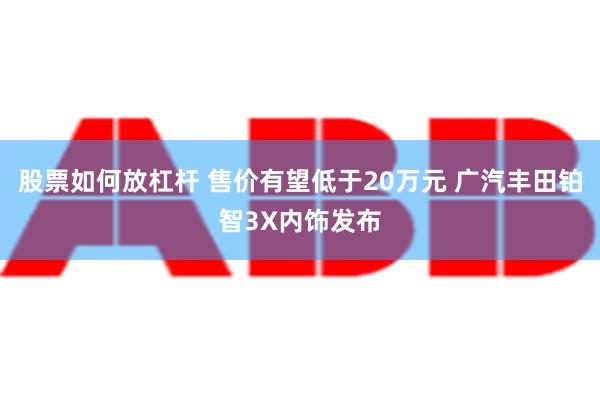 股票如何放杠杆 售价有望低于20万元 广汽丰田铂智3X内饰发布